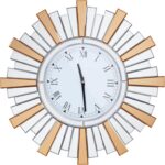 Horloge murale ronde miroir Artloge  grande horloge murale décorative avec bord et cadre arrière en cristal biseauté et brillant, décoration artistique moderne