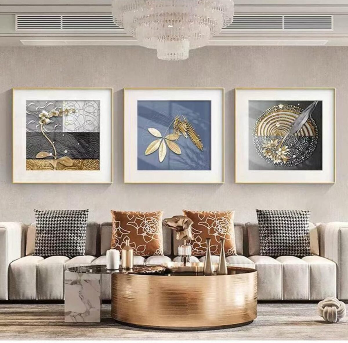 Décoration murale en alliage d'aluminium doré pour salon, chambre à coucher, chevet, salle à manger – Image 1
