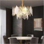 Suspensions Postmodernes de Luxe – Feuilles de Porcelaine et Cristal avec Éclairage LED Intégré – Image 5