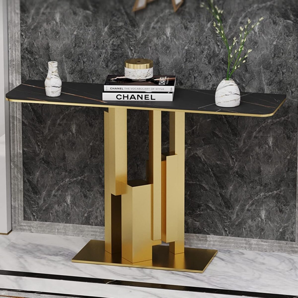 Console Moderne d’Entrée – Table Basse Robuste en Métal avec Pieds Réglables, Plusieurs Coloris Disponibles – Image 2