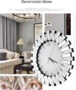 Grandes horloges murales pour décoration de salon, horloge murale décorative moderne de cuisine – Finition miroir en acrylique, chiffres romains. – Image 3