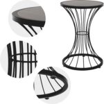 Table d'Appoint Ronde en Forme de Sablier, Noir, Plateau en Bois, Table Basse Decorative – Image 3