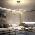 Lustre moderne luxueux à LED avec abat-jours – Éclairage suspendu ou monté au plafond pour salon – Image 3