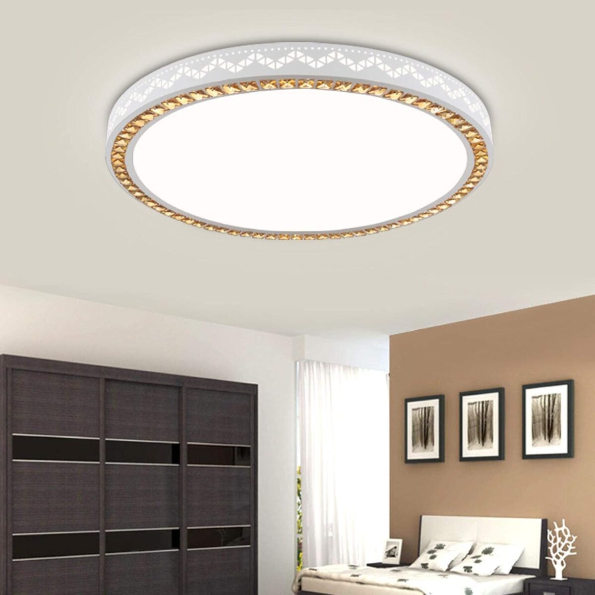 Lampe De Plafond,Led Plafonnier Dimmable Avec Télécommande,Plafonnier Salon,Protection Oculaire Acrylique Ronde Ultra-Mince Style – Image 2