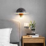 Lampe à suspension en marbre exquise de luxe légère LED en cuir décoration en métal suspension  comptoir chevet étude plafond lampe suspendue luminaires... – Image 4