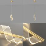 Suspension Spirale dorée, Mini Lampe Suspendue de Chevet, Lustre à LED Moderne, Lampes à Suspension à Long Tube en Aluminium avec Abat-Jour en Acrylique torsadé, 3 Modes de Couleur – Image 4