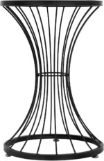 Table d'Appoint Ronde en Forme de Sablier, Noir, Plateau en Bois, Table Basse Decorative