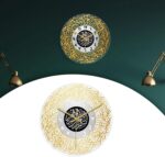 Horloge murale ronde avec calligraphie islamique musulmane pour Doré et argenté