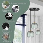 Lampes suspendues, Lampes suspendues en Verre Vert - Luminaire Art déco Moderne – Image 3