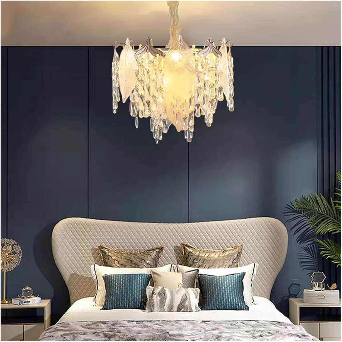 Suspensions Postmodernes de Luxe – Feuilles de Porcelaine et Cristal avec Éclairage LED Intégré – Image 4