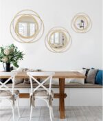 Miroir Mural Rond Doré en Métal, Grand Format Décoratif pour Salle de Bain, Salon ou Chambre – Image 2