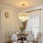 Lustre Moderne en Cristal Luminaire Finition or, Lampe Pendante Ronde en Cristal – Image 3