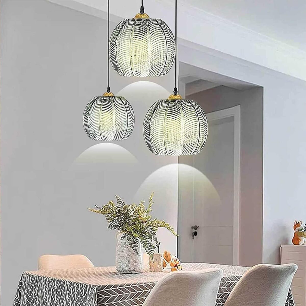 Lampes suspendues, Lampes suspendues en Verre Vert - Luminaire Art déco Moderne – Image 4