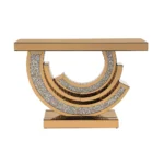 Glittera Console dorée avec base étagée unique et accents scintillants