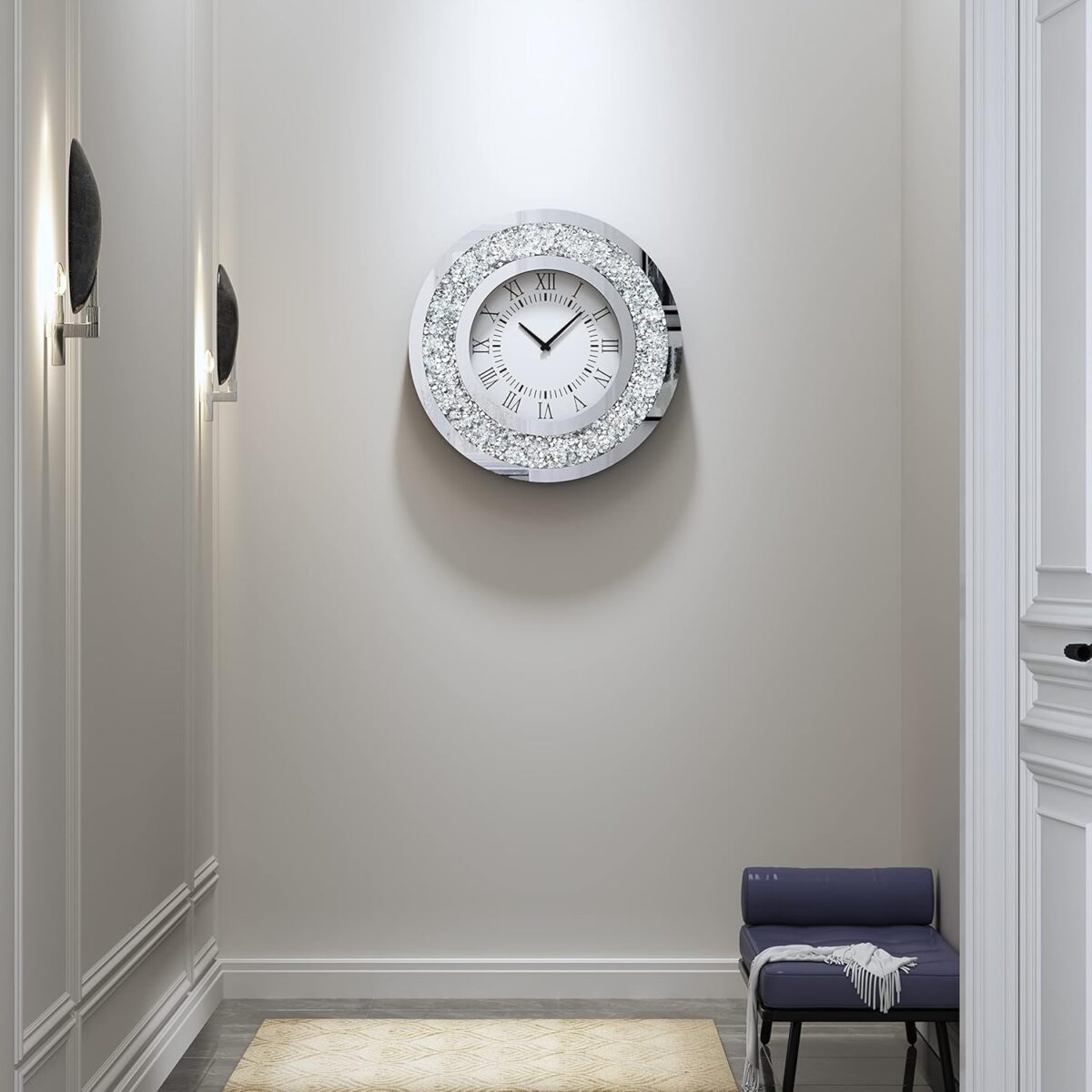 Horloge Murale Ronde en Cristal Diamant – Élégance Brillante pour Chaque Pièce – Image 3