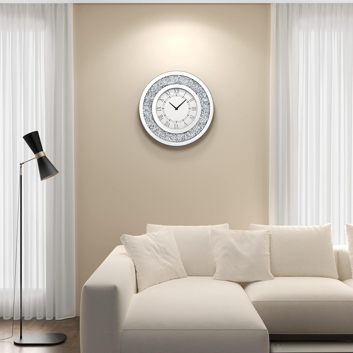 Horloge Murale Ronde en Cristal Diamant – Élégance Brillante pour Chaque Pièce – Image 2