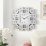 Horloge murale élégante avec chiffres romains et imitation de pierres précieuses, finition miroir, design moderne