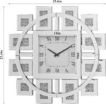 Horloge murale élégante avec chiffres romains et imitation de pierres précieuses, finition miroir, design moderne – Image 2