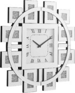 Horloge murale élégante avec chiffres romains et imitation de pierres précieuses, finition miroir, design moderne – Image 5