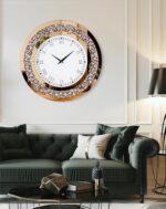 Horloge murale Artloge Crushed Diamond  horloge miroir décorative ronde avec cadre en miroir biseauté en verre marron – Image 2