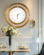 Horloge murale Artloge Crushed Diamond  horloge miroir décorative ronde avec cadre en miroir biseauté en verre marron – Image 4