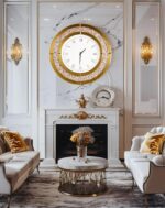 Horloge murale Artloge Crushed Diamond  horloge miroir décorative ronde avec cadre en miroir biseauté en verre marron – Image 5