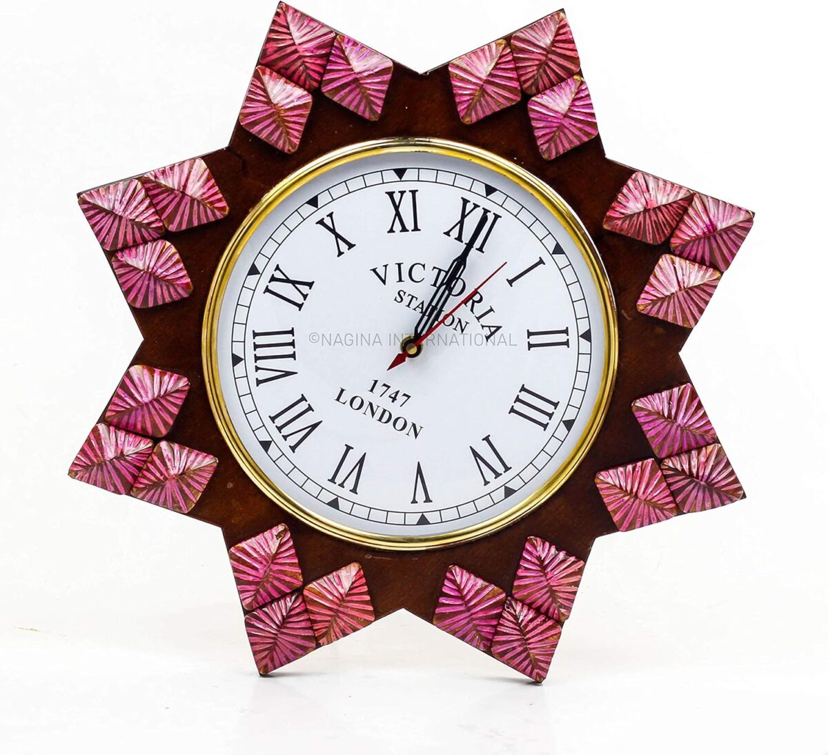 Horloge murale décorative artisanale avec miroir et fenêtres  Motifs vintage colorés  Nagina International – Image 5