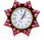 Horloge murale décorative artisanale avec miroir et fenêtres  Motifs vintage colorés  Nagina International – Image 5