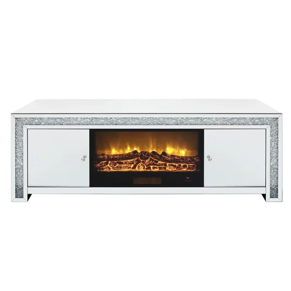 Argent Cheminée Meuble TV Simulation Cuisinière Électrique Usine Moderne Lumière Luxe Miroir Meuble TV