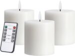 Bougies LED à piles avec télécommande et minuterie pour cheminée, chambre à coucher, salon, fête Piliers à intensité variable Dessus plat – Image 2