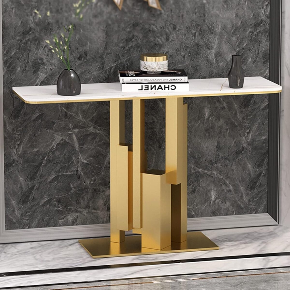 Console Moderne d’Entrée – Table Basse Robuste en Métal avec Pieds Réglables, Plusieurs Coloris Disponibles – Image 1