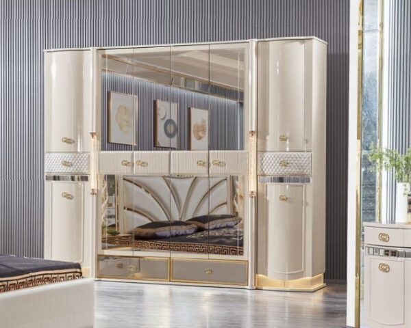 Ensemble Royal – Chambre a couche Blanche avec Finitions Dorées – Image 3