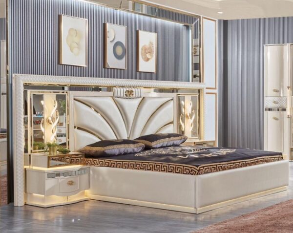 Ensemble Royal – Chambre a couche Blanche avec Finitions Dorées – Image 2