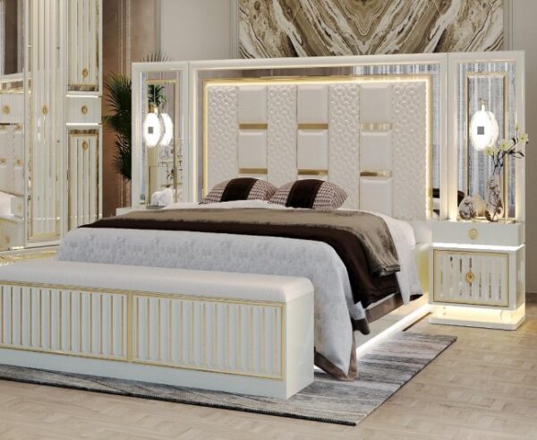 Élégance Suprême – Ensemble Chambre Blanc & Or – Image 2