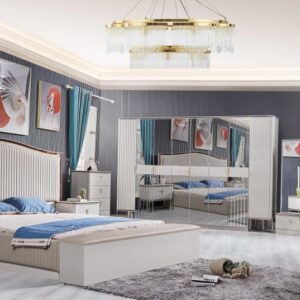 Ensemble Chambre à Coucher Royal – Lit Double et Meubles de Luxe