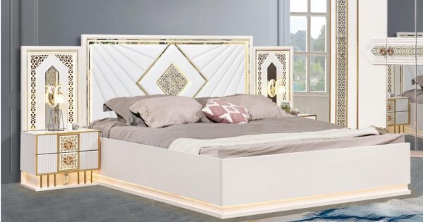 Mobilier de Chambre Royal – Ensemble Lit Double & Élégance Antique – Image 4