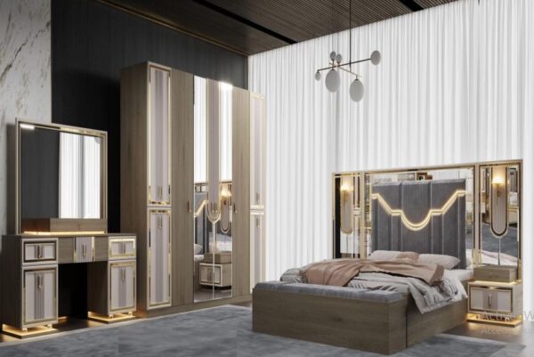 Chambre Majestueuse – Ensemble de Meubles Royal avec Lit Double