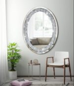 Miroir ovale en cristal écrasé pour décoration murale – Image 3