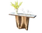 Abstract lego Base Métal and Stone Console Table