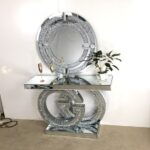 meubles miroir meubles nouveau Design lumière luxe Double G G diamant argent miroir Console Table – Image 2