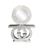 meubles miroir meubles nouveau Design lumière luxe Double G G diamant argent miroir Console Table