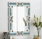 console de table en verre miroir simple et moderne, , imitation diamant scintillant, table console  LED – Image 2