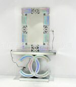 console de table en verre miroir simple et moderne, , imitation diamant scintillant, table console  LED