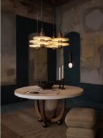 Plafonnier LED en marbre chromé doré, design vintage, éclairage d'intérieur, luminaire décoratif de plafond, idéal pour une salle à manger – Image 2