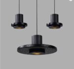 Lampe LED Suspendue en Pierre Volcanique Noire – Design Nordique Créatif, Luminaire Décoratif par d'Nik, Idéale pour Restaurant, Bar, Café ou Chambre à Coucher – Image 3