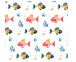 Papier Peint 3D Autocollant – Déco Murale Tendre et Romantique, avec motif dessin de poisson pour enfant