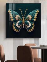 Cadre mural en cristal papillon rayonnant