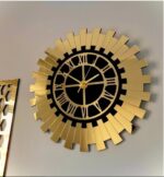 Ensemble Horloges Murales Décoratives Dorées – Élégantes avec Chiffres Romains + Table en Nid