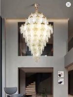 Lustre Moderne en Verre et Porcelaine – Feuilles Artistiques & Cristal LED Intégré – Image 2