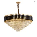 Lustres en cristal K9 pour salon et chambre à coucher, suspension en métal noir, éclairage intérieur LED,